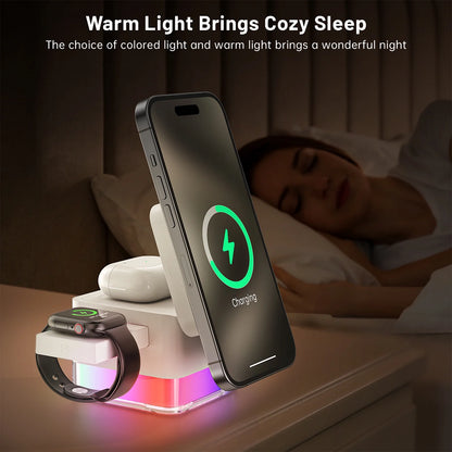 Wireless Iphone Charging Station, 3 in 1 Wireless Charger Stand for Multiple Iphone Devices, Wireless Charger for Iphone 16/15/14/13/12/Pro/Pro Max, Iwatch 10/SE/9/8/7/6/5/4/3/2, Airpods 2/3